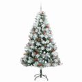 vidaXL Umelý vianočný stromček Zelená a biela 210 cm PVC, kov a plast