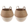 vidaXL Kvetináč s uchami 2 ks Biela Ø 32 x 32 cm 100% Morská tráva