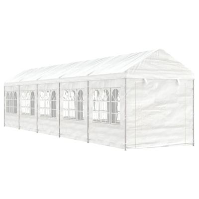 vidaXL Altánok so strechou, biely 11,15x2,28x2,69 m, polyetylén