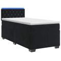 vidaXL Posteľ s boxspringom a matracom a LED Čierna 100 x 200 cm Zamat