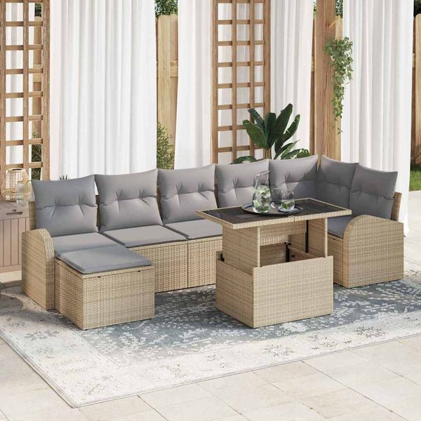 vidaXL Súprava záhradných pohoviek 8 pcs béžová a svetlosivá