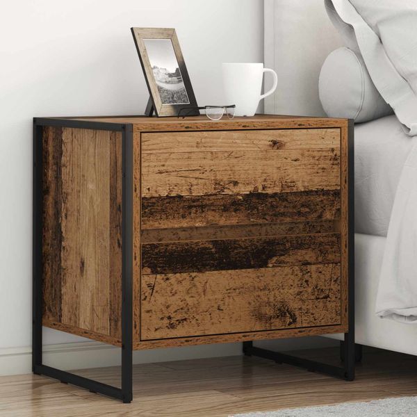 vidaXL Nočný stolík so zásuvkou 2 pcs Staré drevo 50 x 39.5 x 50 cm