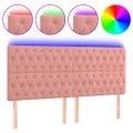 vidaXL Čelo postele s LED ružové 180x7x118/128 cm zamat