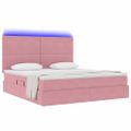 vidaXL LED úložná posteľ s matracom Ružová 180 x 200 cm Zamat