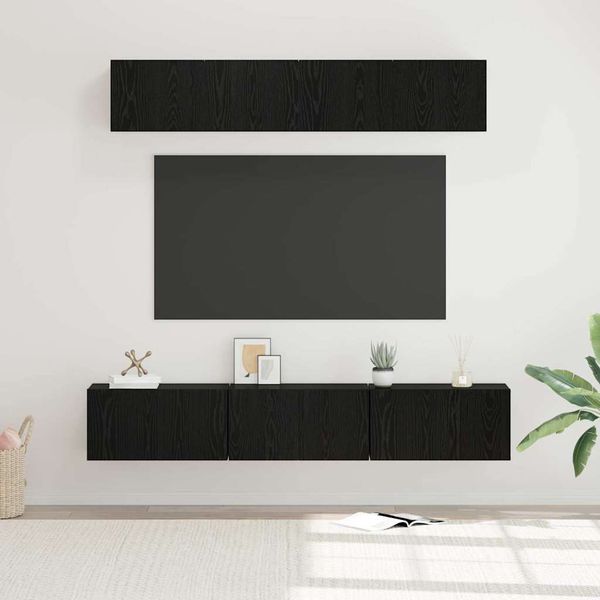 vidaXL Zostava TV skriniek Nástenný 5 pcs Čierny dub Kompozitné drevo