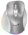 GENIUS Ergo 9000S Pro Silver/ duální Bluetooth + 2,4GHz/ 2400 dpi/ bezdrátová/ 6tlačítková/ dobíjecí/ RGB/ stříbrná Myš, bezdrátová, optická, 2400DPI, 6 tlacítek, Bluetooth, 2,4GHz, USB-C nabíjení, tichá, 7barevné podsvícení, stríbrná