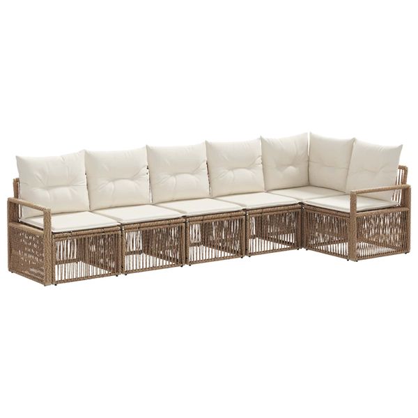 vidaXL Súprava záhradných pohoviek 6 pcs Béžová polyratan