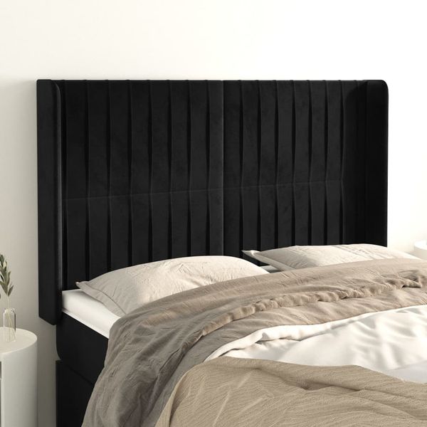 vidaXL Čelo postele so záhybmi čierne 147x16x118/128 cm zamat