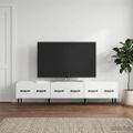 vidaXL TV skrinka Biela s vysokým leskom 147 x 34,5 x 30 cm