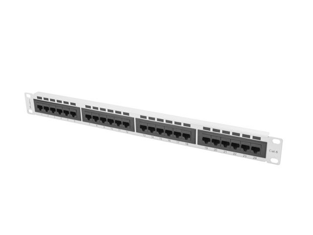 Patch panel 24 portov 1U 19'' CAT.6 utp šedý lanberg