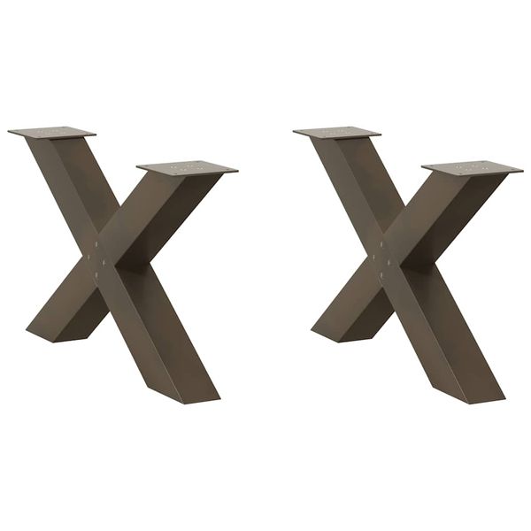 vidaXL Nohy konferenčného stolíka v tvare X, 2 ks, prírodná oceľ, 70 x (42-43) cm, oceľ