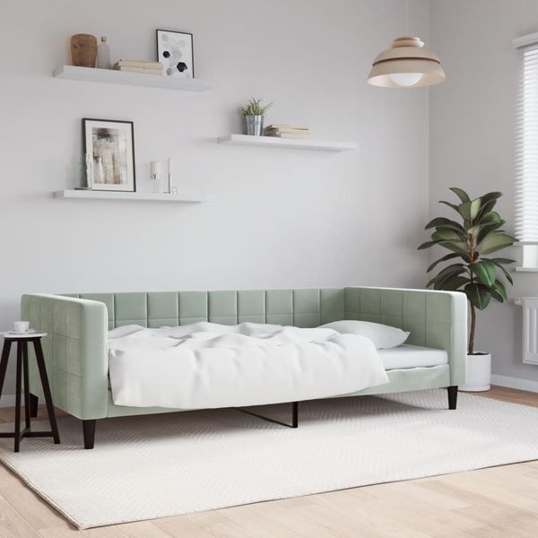 VidaXL Denná posteľ bledosivá 100x200 cm zamat