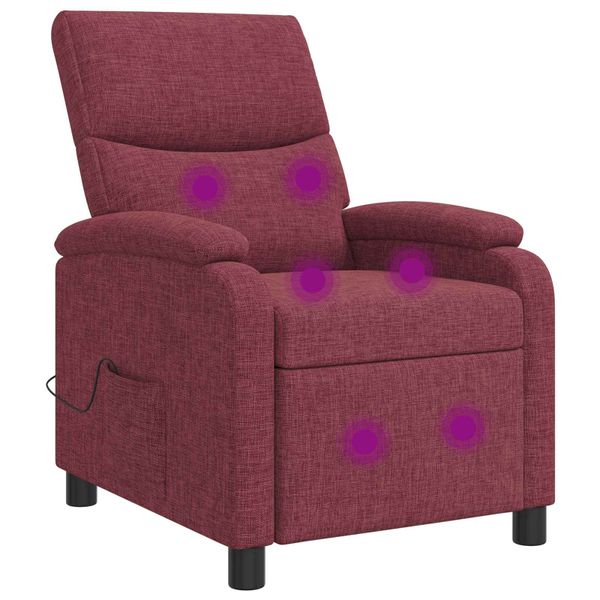 vidaXL Masážne relaxačné kreslo Víno červené Látka