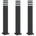 vidaXL Vonkajšie stojace lampy so zásuvkou 3 ks čierne 80 cm hliník