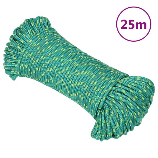 vidaXL Lodné lano zelené 3 mm 25 m polypropylén