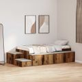 vidaXL Rám postele s úložným prostorem Staré drevo 90 cm
