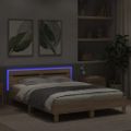 vidaXL Posteľný rám s čelom a LED dub sonoma 140x190 cm