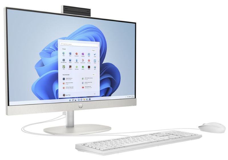 HP AIO 24-cr0002nc/24'' IPS FHD AG/Ryzen 5 7520U/16GB LP/512GB SSD/AMD Graphics/5xUSB/1xHDMI/RJ45/90W/2y/WIN 11 Home/Wh All-in-one pocítac, 23,8" Full HD IPS, Ryzen 5 7520U, 16GB LPDDR5, 512GB SSD, AMD Radeon 610M, W11H, bílý + klávesnice a myš