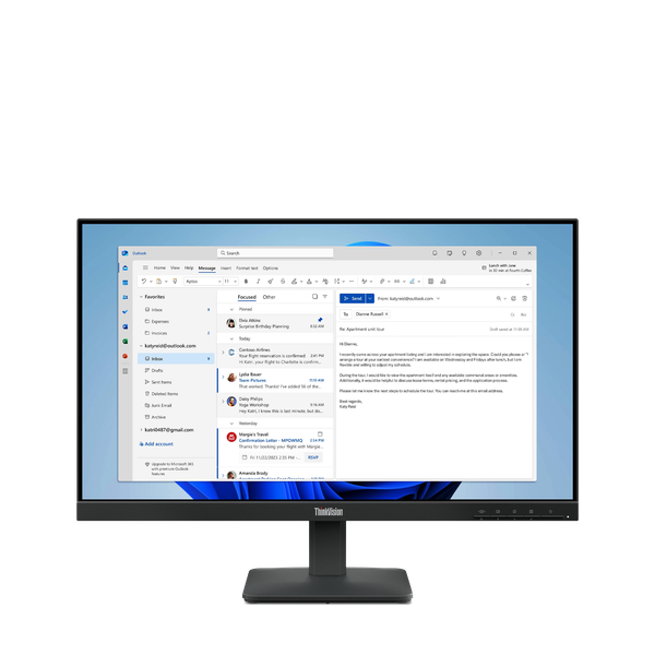 Lenovo ThinkVision/S24e-4e/23,8"/IPS/FHD/100Hz/4ms/Černá/3R Monitor, 23,8" IPS, 1920×1080, 100Hz, 99% sRGB, HDMI, VGA, náklon, VESA, cerný