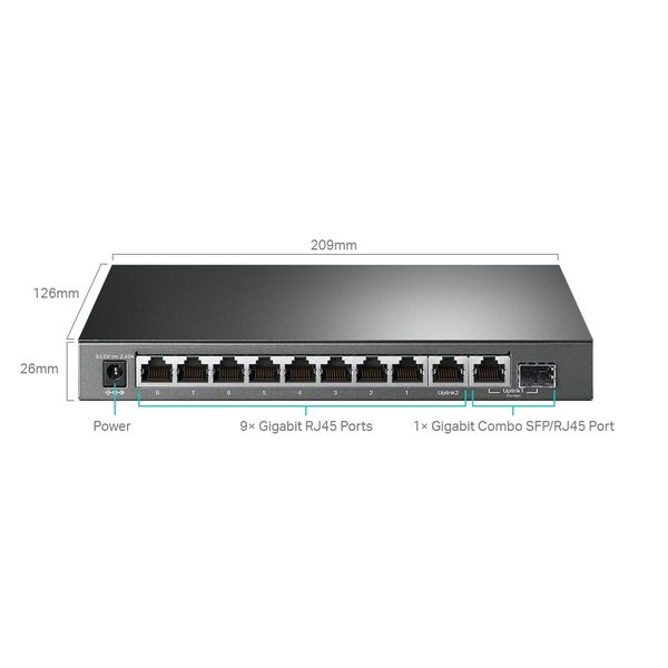 TP-Link TL-SG1210MPE 10xGb easy smart 8xPOE+ 123W prepínač, 1xSFP