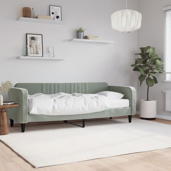 vidaXL Denná posteľ s matracom svetlosivá 80x200 cm zamat