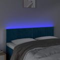 vidaXL Čelo postele s LED tmavomodré 144x5x78/88 cm zamat