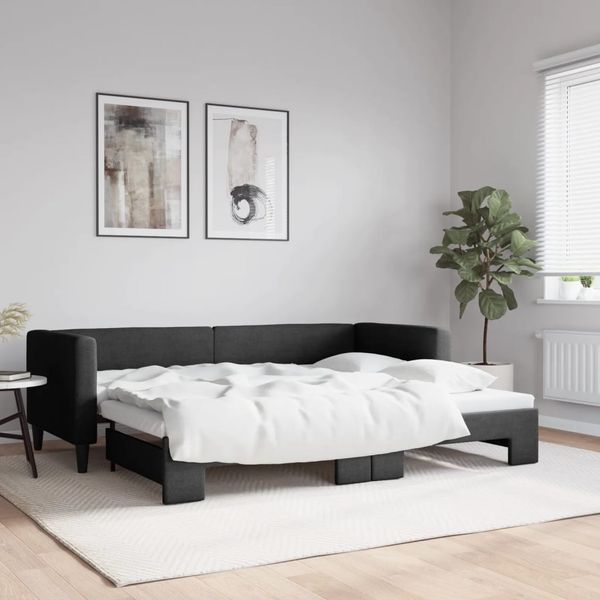 vidaXL Denná posteľ s rozkladacou posteľou čierna 80x200 cm látka