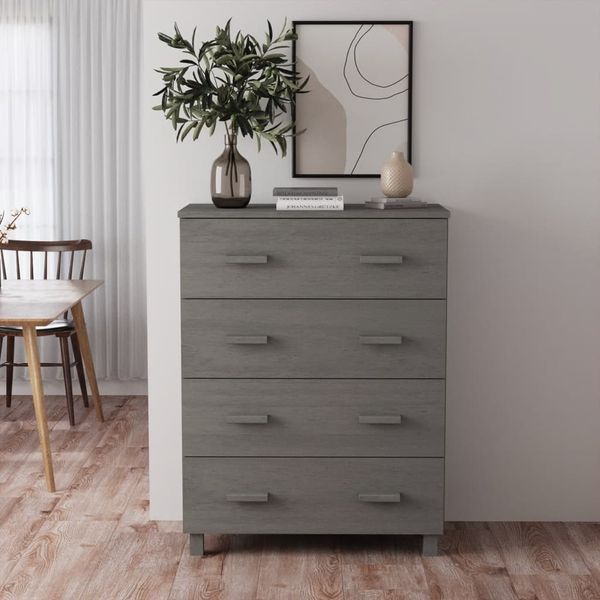vidaXL Komoda HAMAR, svetlosivá 79x40x103,5 cm, borovicový masív