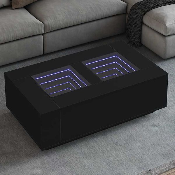 vidaXL Konferenčný stolík s nekonečnými LED čierny 116x69x40 cm