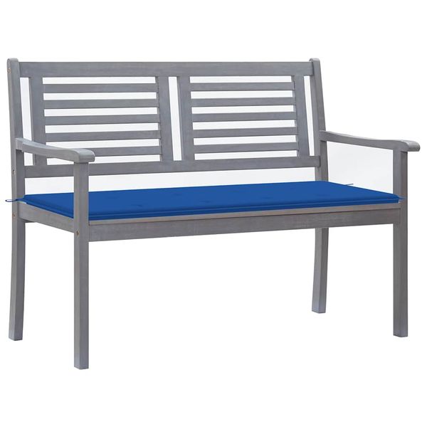 vidaXL 2-miestna záhradná lavica s podložkou 120 cm, sivá, eukalyptus