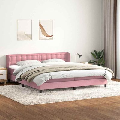 vidaXL Posteľný rám boxsping s matracmi ružová 200x220 cm zamat