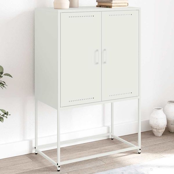 vidaXL Vysoká skrinka biela 68,5x38,5x107 cm oceľ