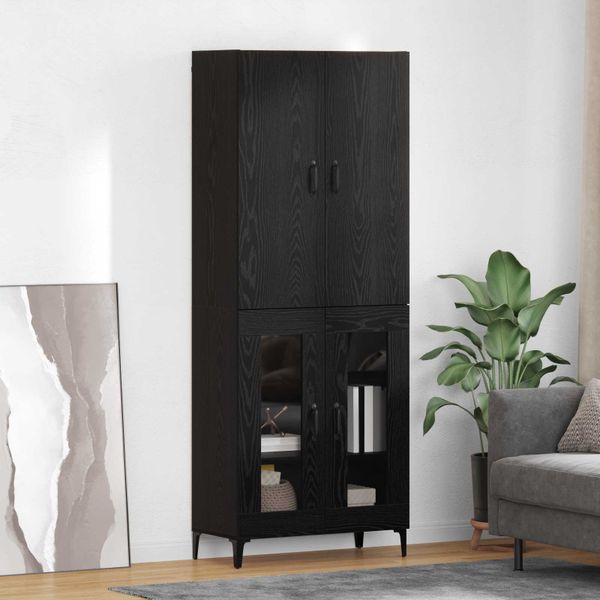 vidaXL Highboard Čierny dub 69,5 x 34 x 180 cm Kompozitné drevo