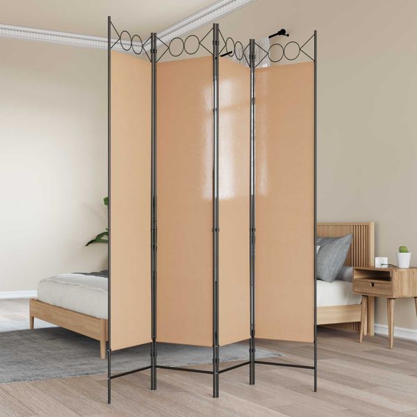 vidaXL 4-panelový rozdeľovač miestnosti Béžová 160 x 200 cm Látka