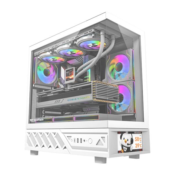 Počítačová skriňa DarkFlash DS950V s displejom (biela) + 6 ventilátorov