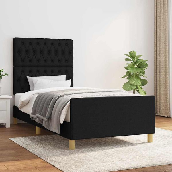 vidaXL Rám postele bez matraca Čierna 90x200 cm Látka