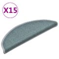 vidaXL Schodové rohože 15 ks 56x17x3 cm morsko modré polkruhové