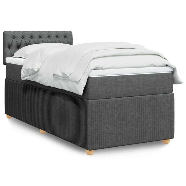vidaXL Posteľný rám boxsping s matracom tmavosivý 80x200 cm látka