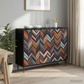 vidaXL Servírovacia skriňa OMMEN Čierny dub 102 x 33 x 76 cm