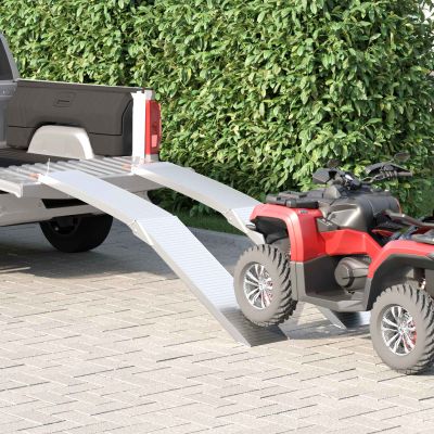 vidaXL Rampy na motocykle 680 kg 2 pcs Strieborná 205 x 28 x 5 cm