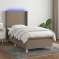 vidaXL Posteľ boxsping s matracom a LED sivohnedá 100x200 cm látka
