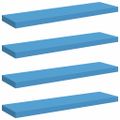 vidaXL Plávajúce nástenné police 4 ks modré 90x23,5x3,8 cm MDF