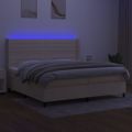 vidaXL Posteľ boxsping s matracom a LED krémová 200x200 cm látka
