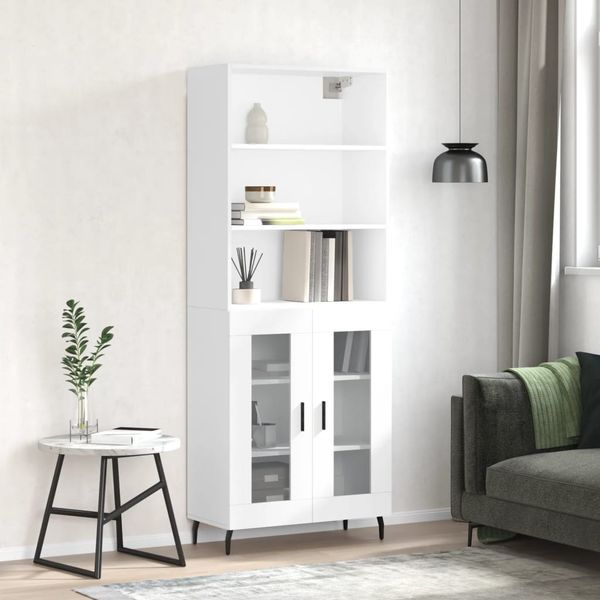 vidaXL Vysoká skrinka lesklá biela 69,5x34x180 cm spracované drevo