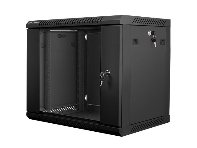 Nástenný rack 19'' 9U 600X450mm čierny flat pack