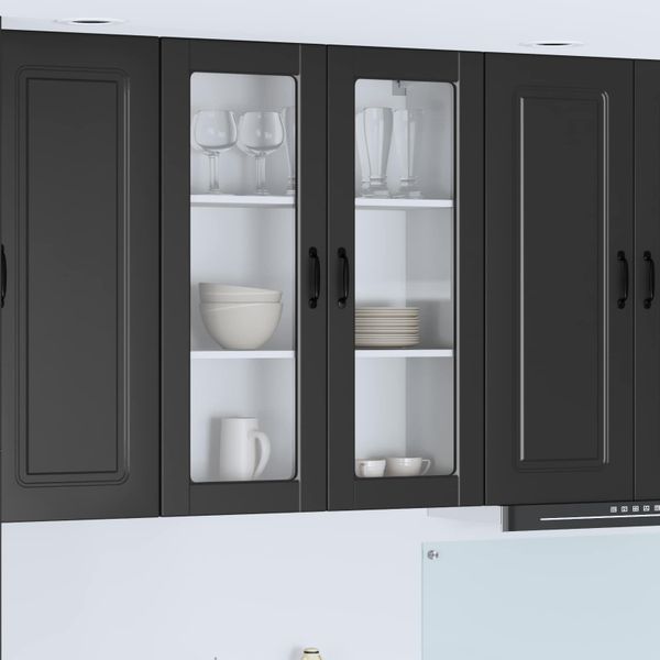 vidaXL Nástenný sklenený kabinet PORTO Čierna 80 x 31 x 100 cm