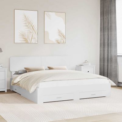 vidaXL Rám postele so zásuvkou Biela 180 x 200 cm Kompozitné drevo