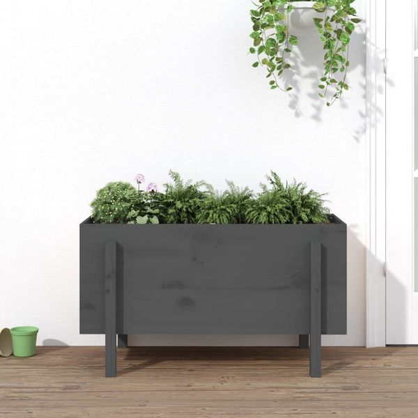 vidaXL Záhradný vyvýšený záhon sivý 101x50x57 cm masívna borovica
