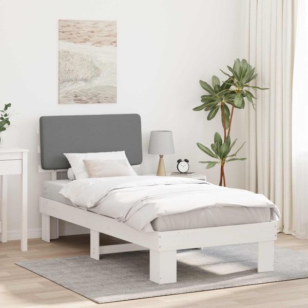 vidaXL Rám postele s čalúneným čelom Svetlosivá 75 x 190 cm