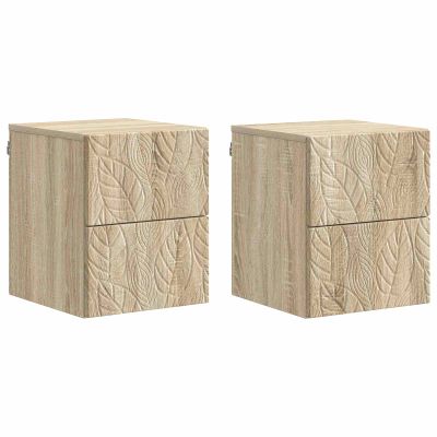 vidaXL Nástenná nočná skrinka 2 pcs Dub sonoma 34,5 x 33 x 40 cm